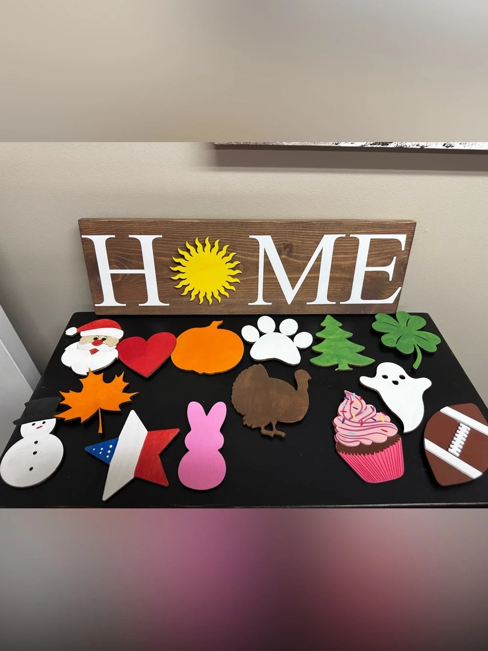 HOME Wall Plaque with Yellow Sun Accent